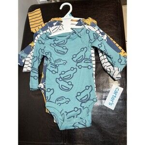Carter’s Set of 4 Bodysuits Boy’s 6 Months Cars and Stripes NWT